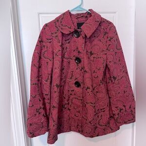Talbots Women’s Jacket/Coat Size small Red Brown Paisley Back Pleat Lined